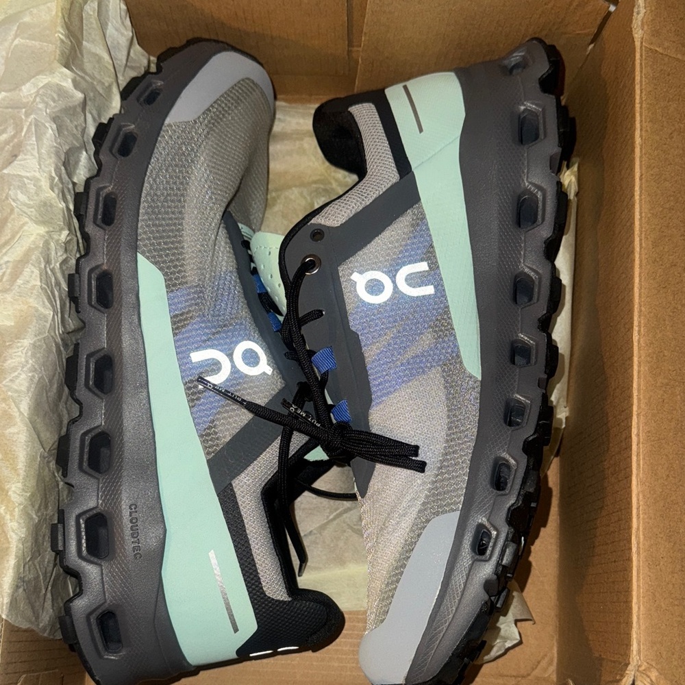 On Running Gray and Blue Athletic Shoes
